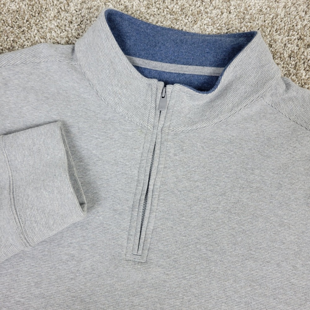 Southern Tide Mens 2XL Gray Striped Performance Stretch Quarter Zip